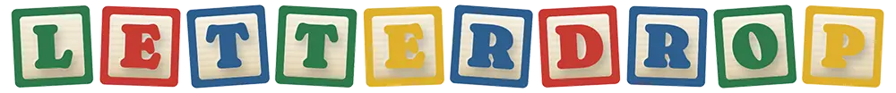 Letterdrop spelled out in kids play blocks